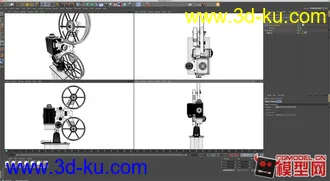 3D打印模型复古 电影 放映机 胶片机 （带材质贴图、环境、点击即可渲染）的图片