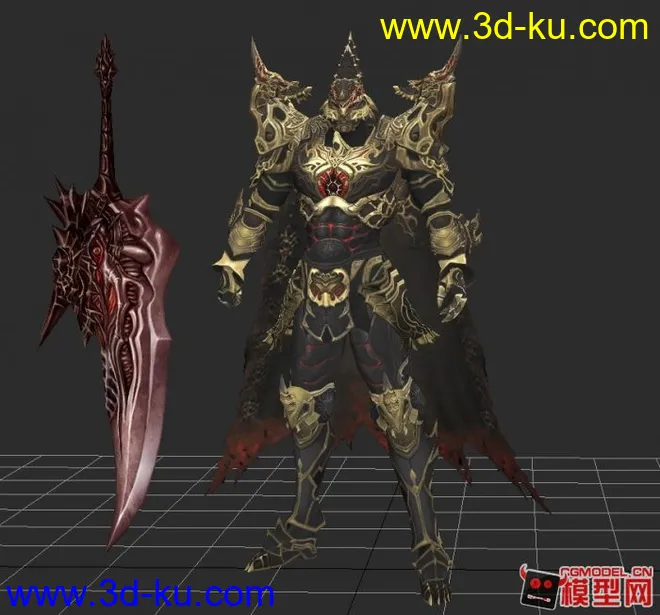 3Dmax.,,,超级霸气大boss，巨刃魔王模型的图片1