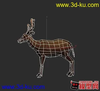 3D打印模型亲手拉的鹿，4边面，下载即可可用的底膜。3DMAX的图片