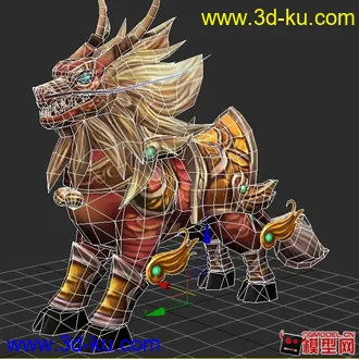 3D打印模型4边面的火麒麟，无需修改。。。。的图片