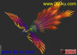 3D打印模型超漂亮凤凰坐骑，4边面的图片