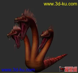 3D打印模型4边面，3头蛇的图片