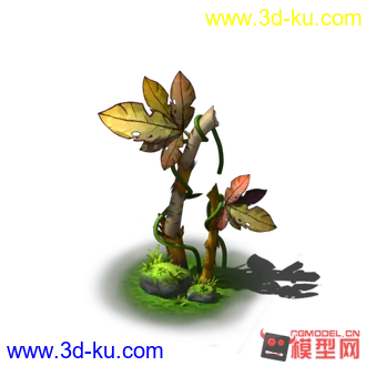 3D打印模型实用场景物件 树根 小花 小车。需要的下载吧的图片