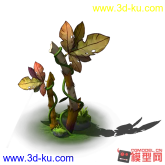 3D打印模型实用场景物件 树根 小花 小车。需要的下载吧的图片
