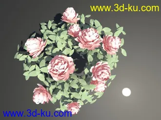 3D打印模型粉色小花 芙蓉 绿叶的图片