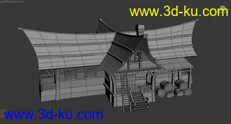 3D打印模型一个农场木质房子的图片