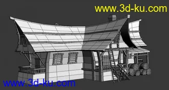 3D打印模型一个农场木质房子的图片