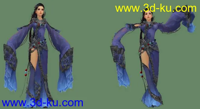 古代东方女角色之墨韵清髓模型翩翩起舞带花旦贴图的图片2