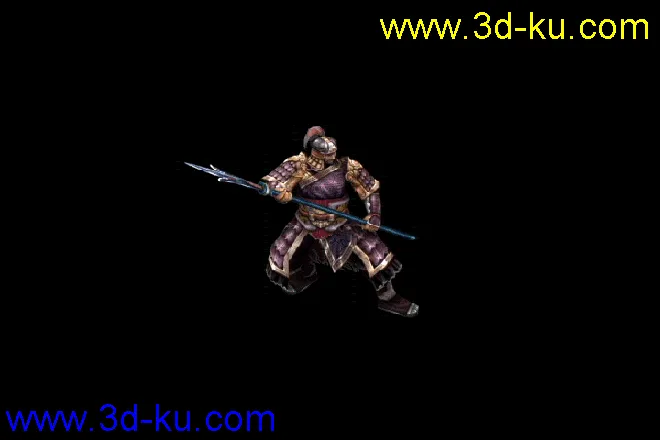 3D（武士带一个动作）带动作和预览图FBX格式模型的图片2