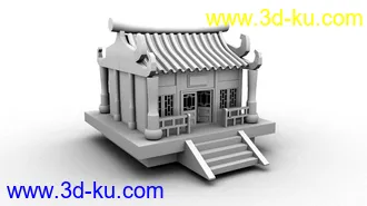 3D打印模型花园，亭子，中国古典花园小区风格的图片