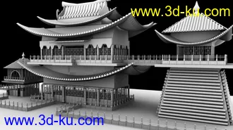 3D打印模型中国古典宫殿，城堡场景的图片