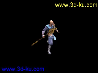 3D打印模型3D法杖和尚带绑定和2个动作的图片