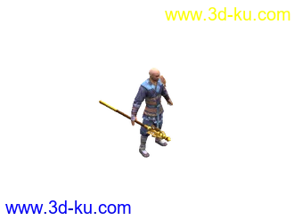 3D打印模型3D法杖和尚带绑定和2个动作的图片