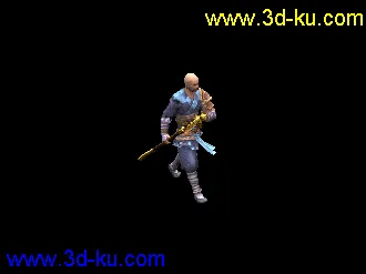 3D打印模型3D法杖和尚带绑定和2个动作的图片