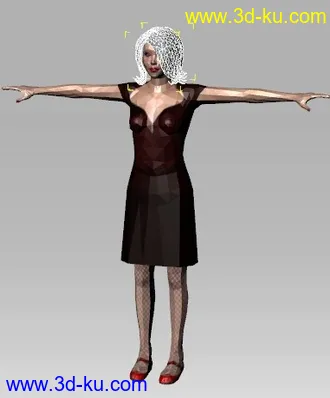 3D打印模型裙装红衣职业女性，带头发贴图，带normal贴图的图片
