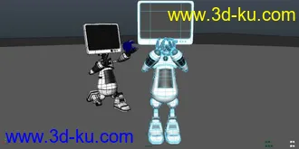 3D打印模型一个苹果电脑机器人，男机器人拿着苹果求爱~的图片