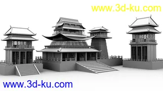 3D打印模型三维游戏场景，建筑场景，动漫影视动画场景的图片