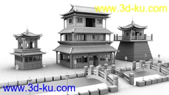 3D打印模型古典游戏场景，建筑场景，动漫影视动画场景的图片