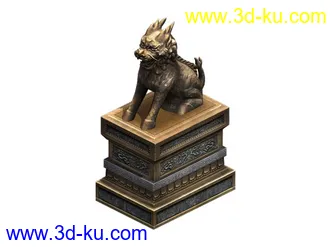 城門石獅雕像(低模)模型的图片