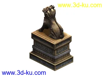 城門石獅雕像(低模)模型的图片