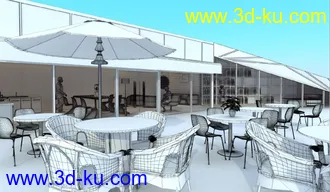 3D打印模型一个露天会所场景。建筑表现场景的图片
