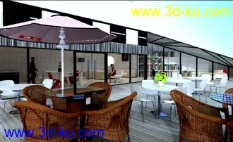 3D打印模型一个露天会所场景。建筑表现场景的图片