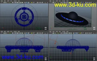 3D打印模型飞碟,常见的圆盘形UFO含材质贴图的图片