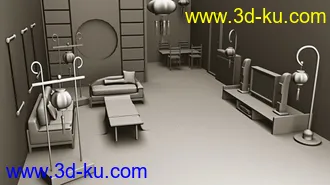 3D打印模型客厅，室内表现，影视动画现代场景的图片