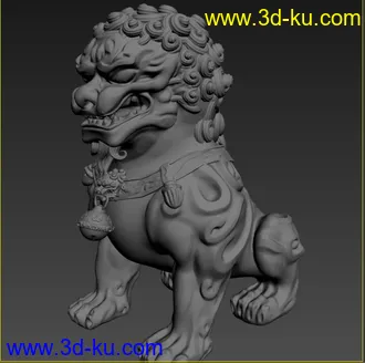3D打印模型精细石头狮子雕塑的图片
