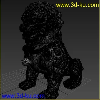 3D打印模型精细石头狮子雕塑的图片