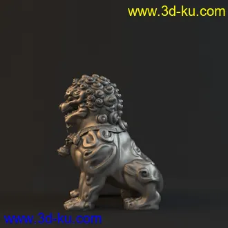 3D打印模型精细石头狮子雕塑的图片