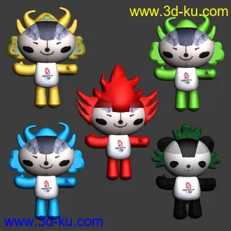 3D打印模型奥运会福娃五兄弟，有材质的图片