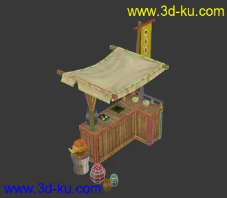 茶攤(低模)模型的图片
