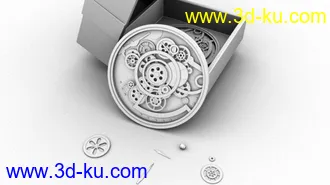 3D打印模型齿轮怀表，内部精细展示，齿轮机械零件的图片