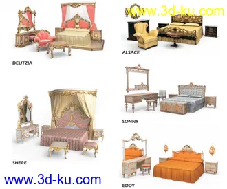 3D打印模型古典巴洛克与洛可可风格设计家具的图片