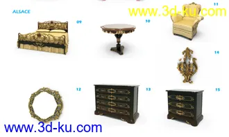 3D打印模型古典巴洛克与洛可可风格设计家具的图片