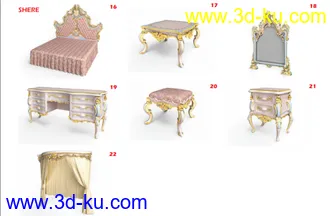 3D打印模型古典巴洛克与洛可可风格设计家具的图片