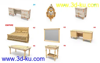 3D打印模型古典巴洛克与洛可可风格设计家具的图片