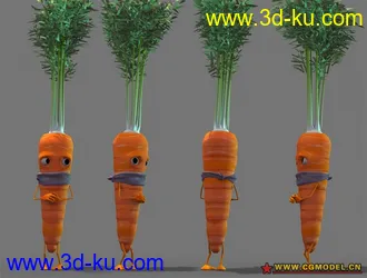 骨骼绑定好+控制器+刷好权重+表情的萝卜模型【跟以前发的那个香蕉的模型是一套的】的图片