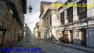 3D打印模型不错的 破旧小巷子 街道的图片