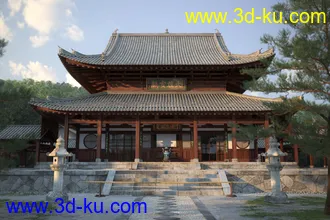3D打印模型大雄宝殿的图片