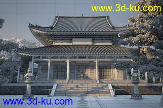 3D打印模型大雄宝殿的图片