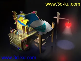 3D打印模型夜晚的林中茶馆的图片