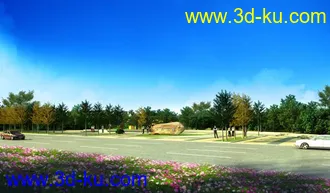 公园鸟瞰模型带材质带灯光的图片
