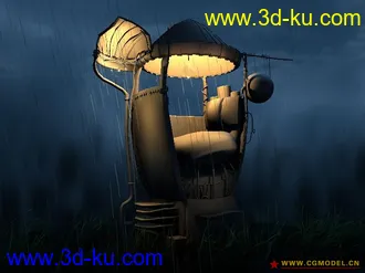 一个小亭子的模型+灯光【参考打灯光】的图片