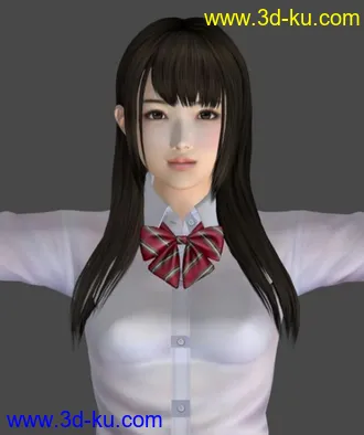 3D打印模型【I社】清纯好身材的校服妹子，你懂的！Max、Fbx双格式的图片