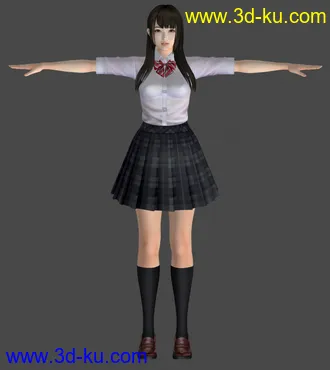 3D打印模型【I社】清纯好身材的校服妹子，你懂的！Max、Fbx双格式的图片