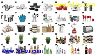 3D打印模型厨房餐具锅碗瓢盆花盆的图片