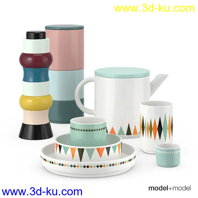 厨房餐具锅碗瓢盆花盆模型的图片5