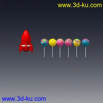 3D打印模型飞碟、辣椒、望远镜、香蕉、棒棒糖的图片